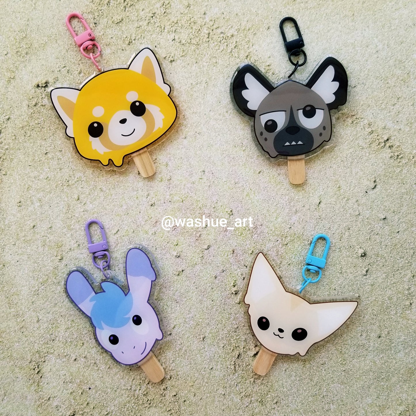 Aggretsuko Popsicle Keychains