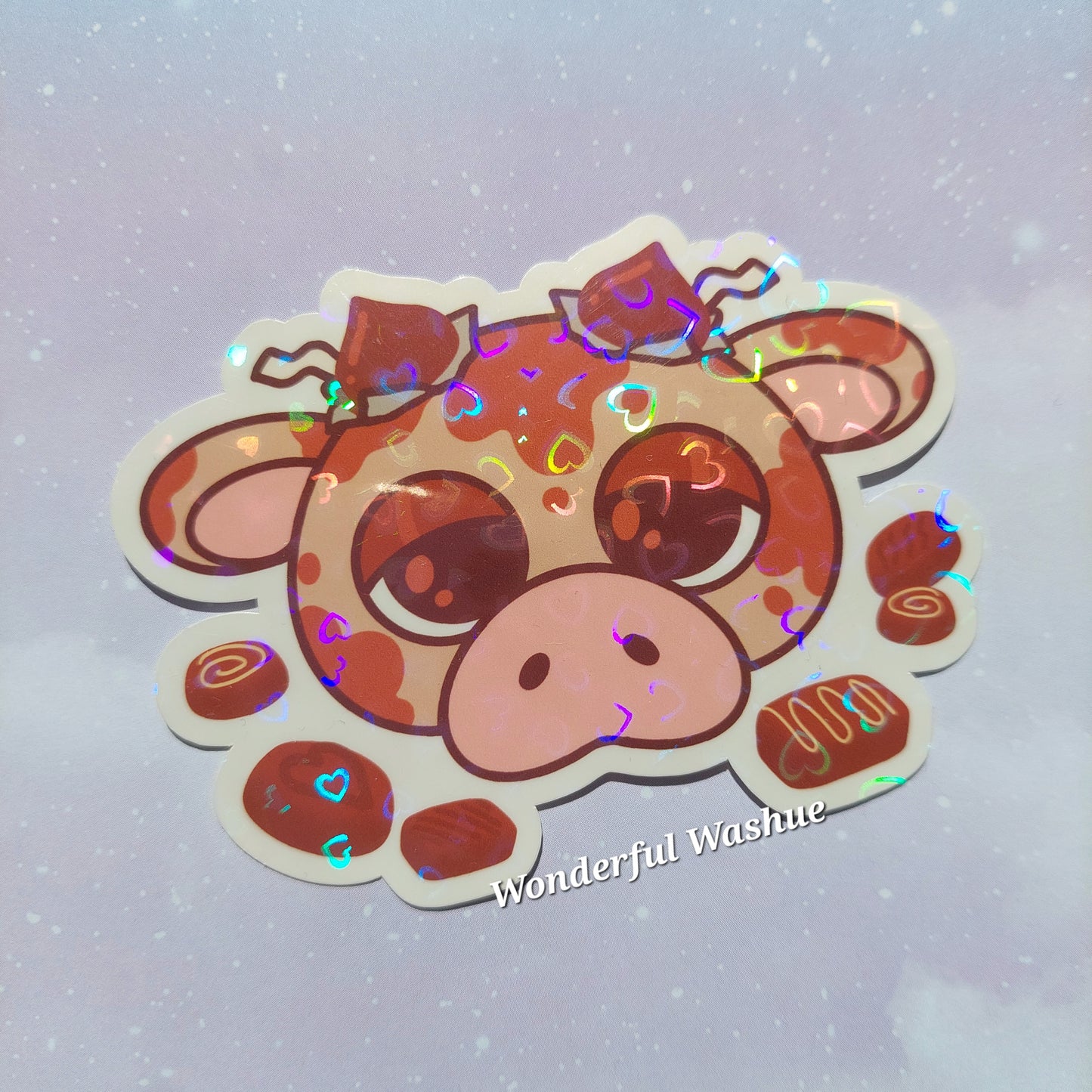 Chocolate Cow Holo Vinyl Sticker