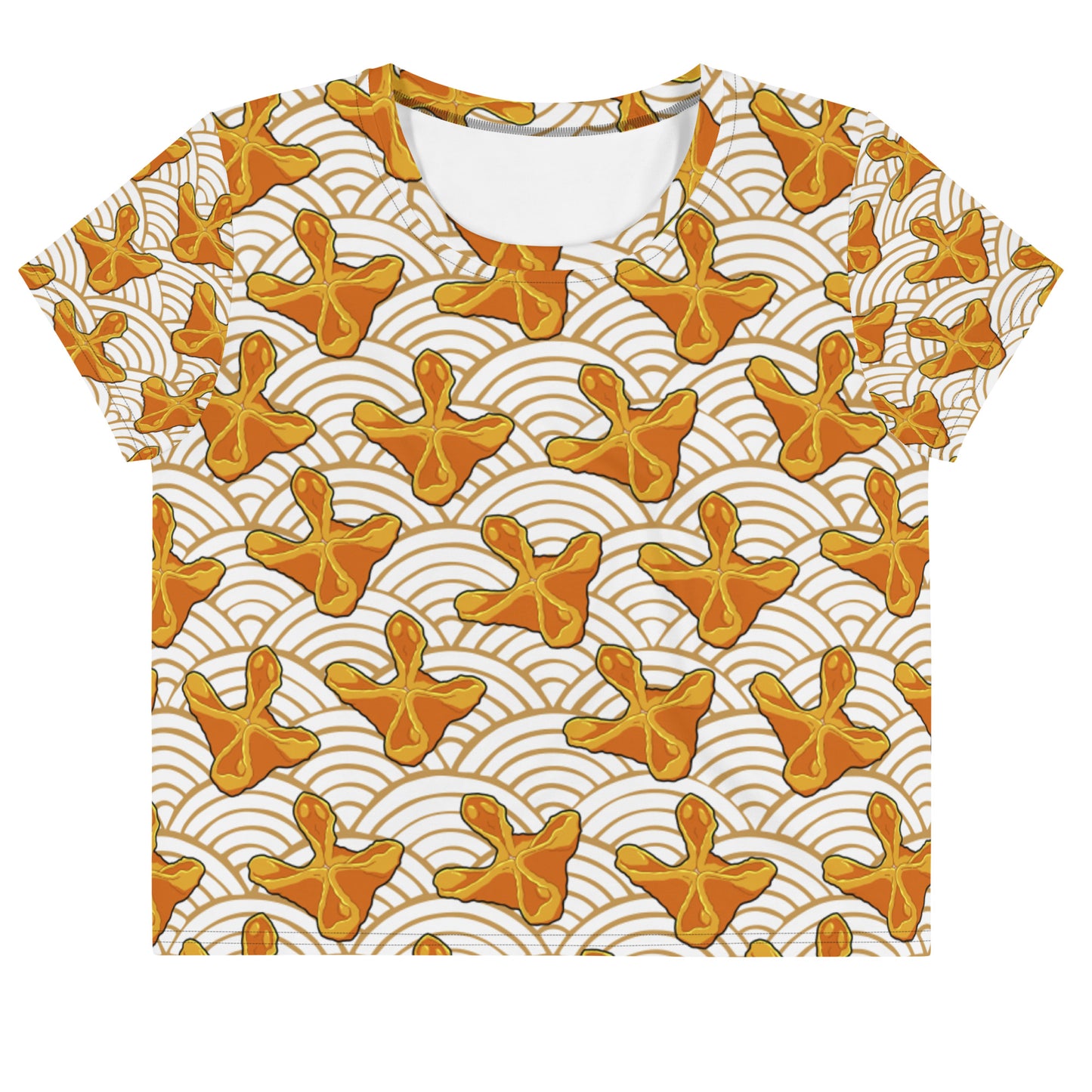 Crab Rangoon Cropped Tee | White and Gold