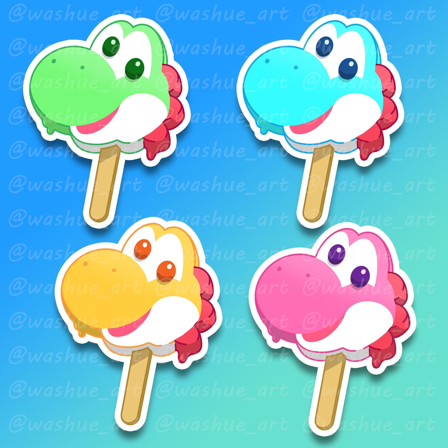 Holographic Yoshi Popsicle Vinyl Sticker