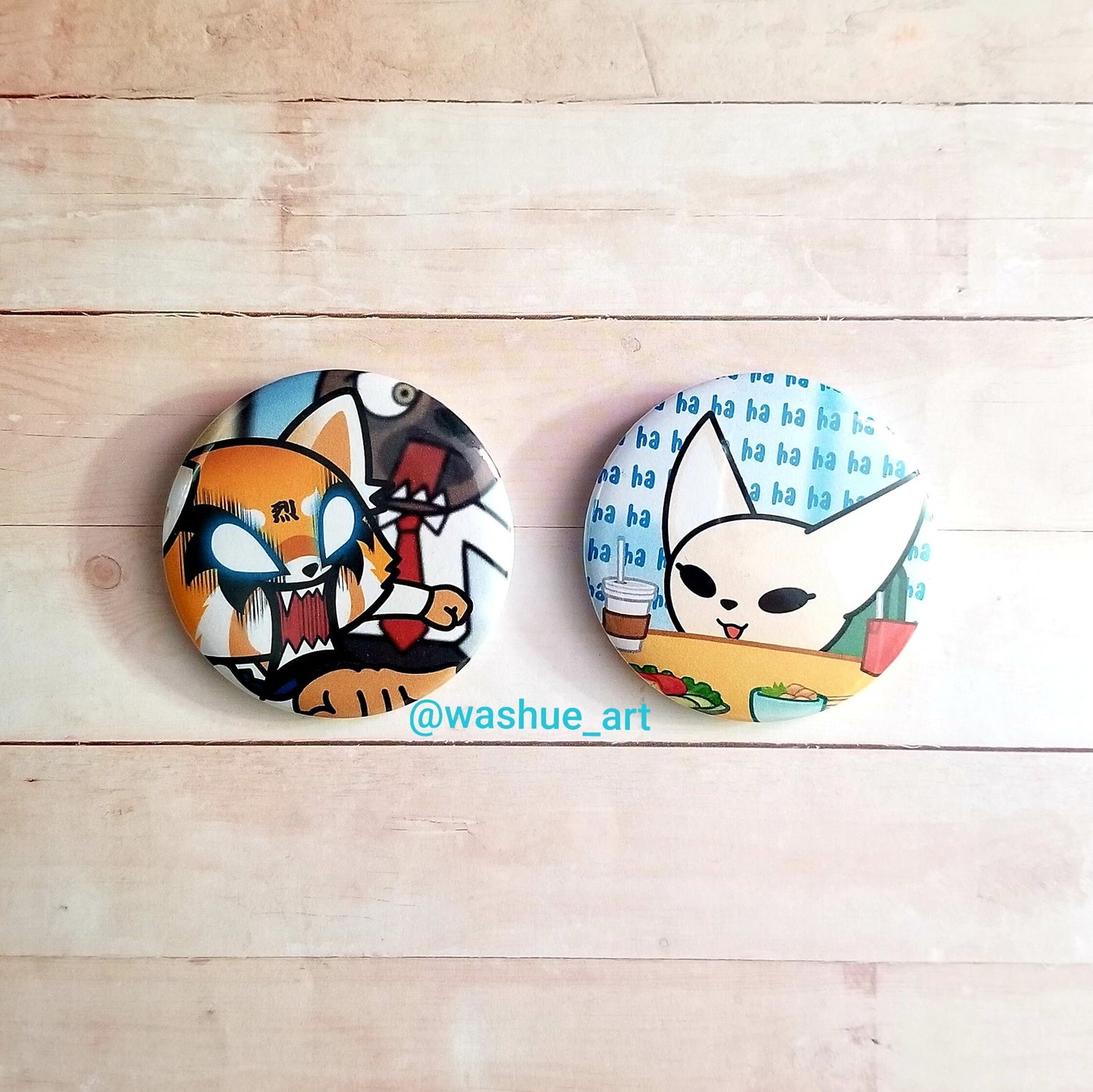 Retsuko Yelling at Fenneko Meme Button Set