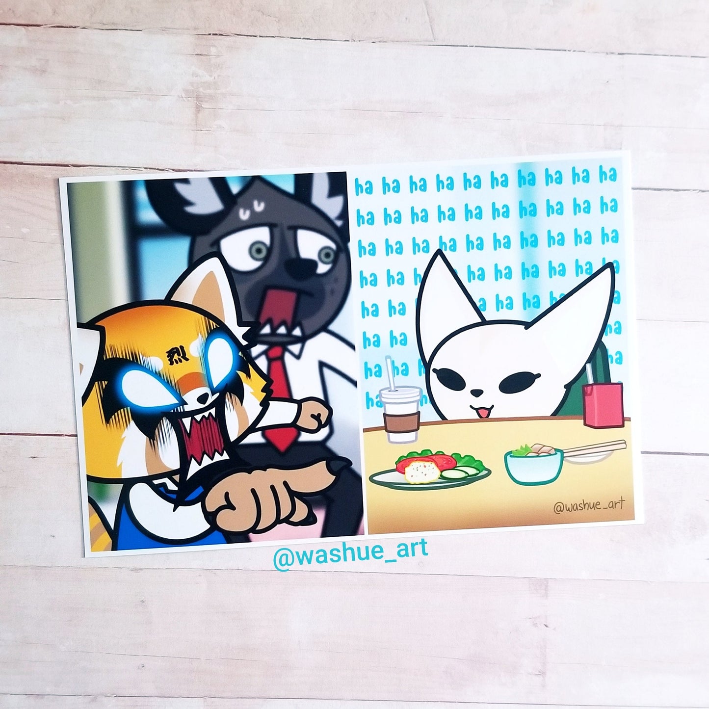 Retsuko Yelling at Fenneko Meme 4x6 inch Glossy Print