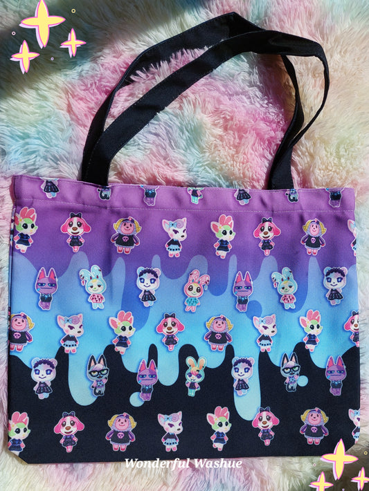 Pastel Goth Animal Crossing Villagers Zipper Tote Bag