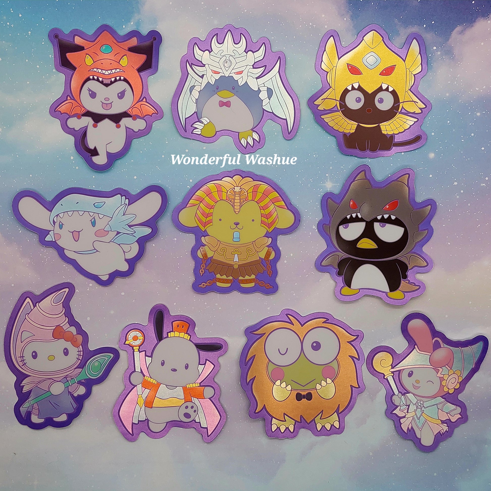 yugioh sanrio cards Sanrio x Yugioh Holo Stickers – Wonderful Washue