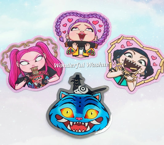 Holographic K-pop Demon Hunter Stickers