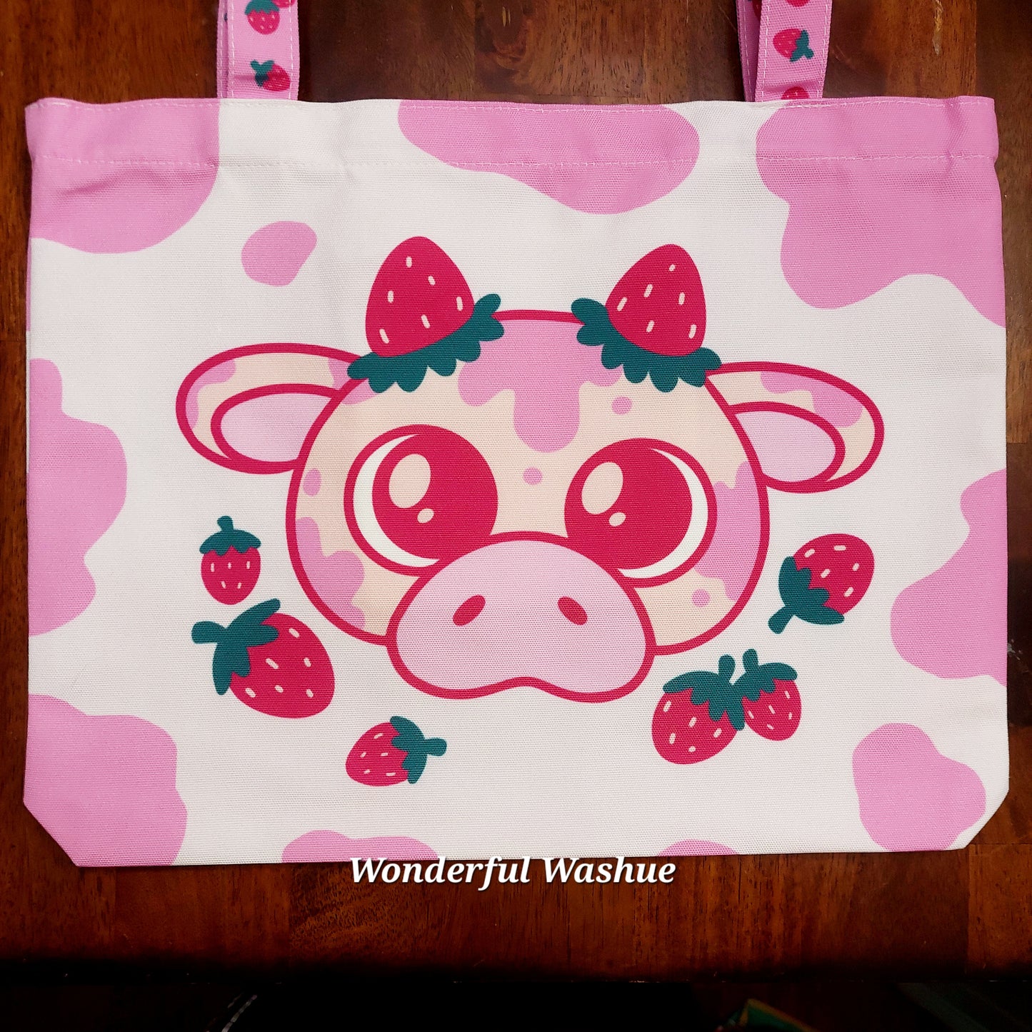 Strawberry Cow - Zipper Tote Bag