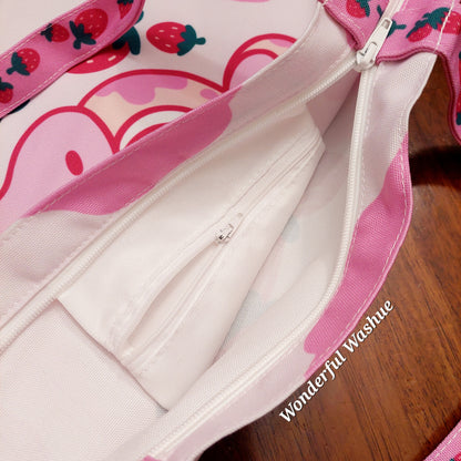 Strawberry Cow - Zipper Tote Bag