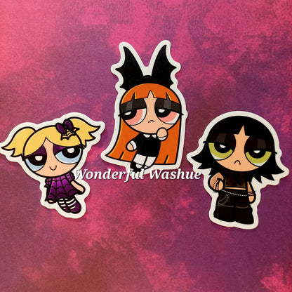 Alt PowerPuff Girls/ RowdyRuff Boys Matte Vinyl Stickers