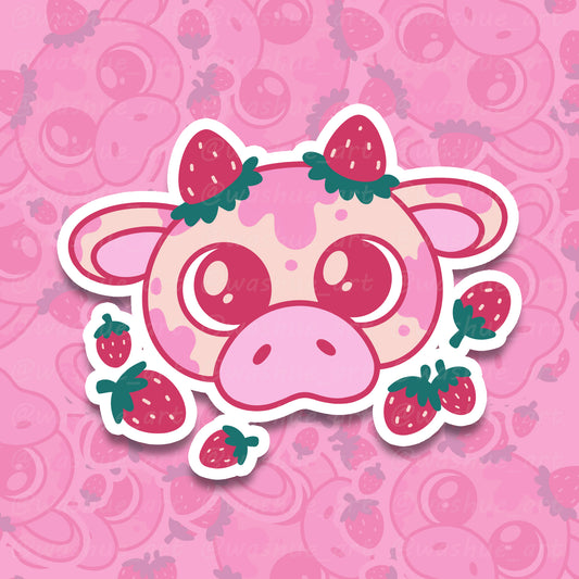 Strawberry Cow Vinyl Sticker