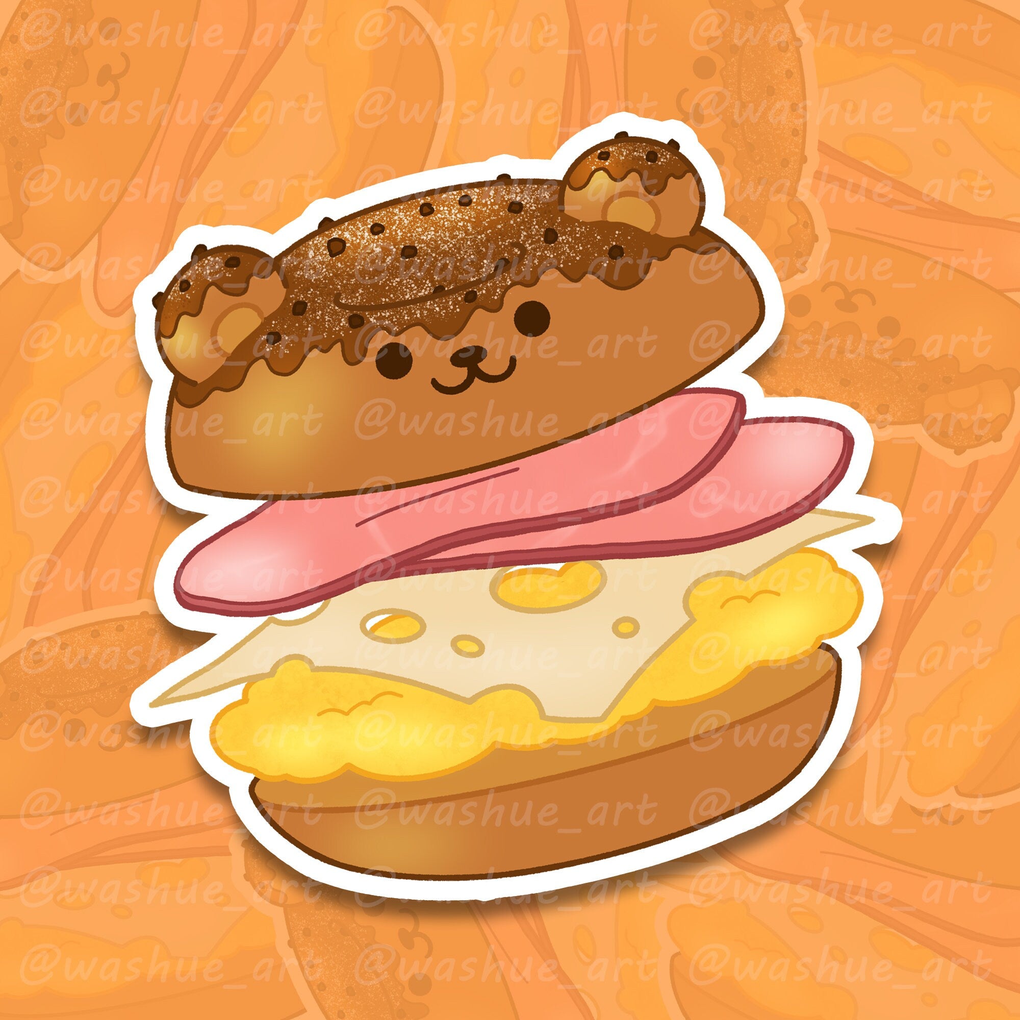 Bagel Sticker Design Bagel Bear Sandwich Vinyl Sticker – Wonderful Washue