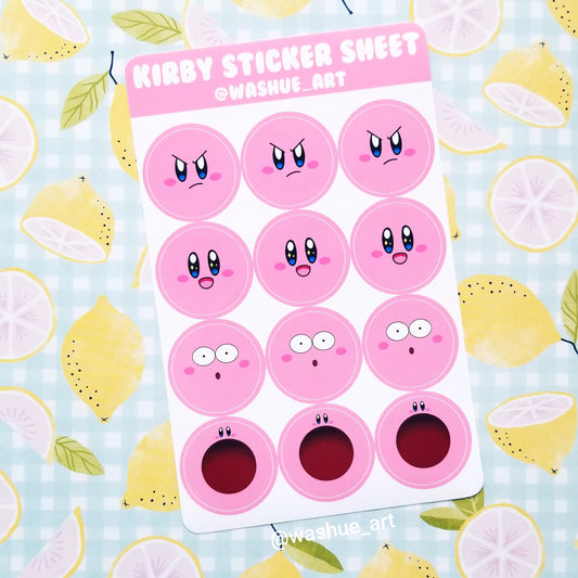 Kirby Faces Matte Sticker Sheet